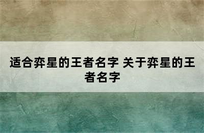 适合弈星的王者名字 关于弈星的王者名字